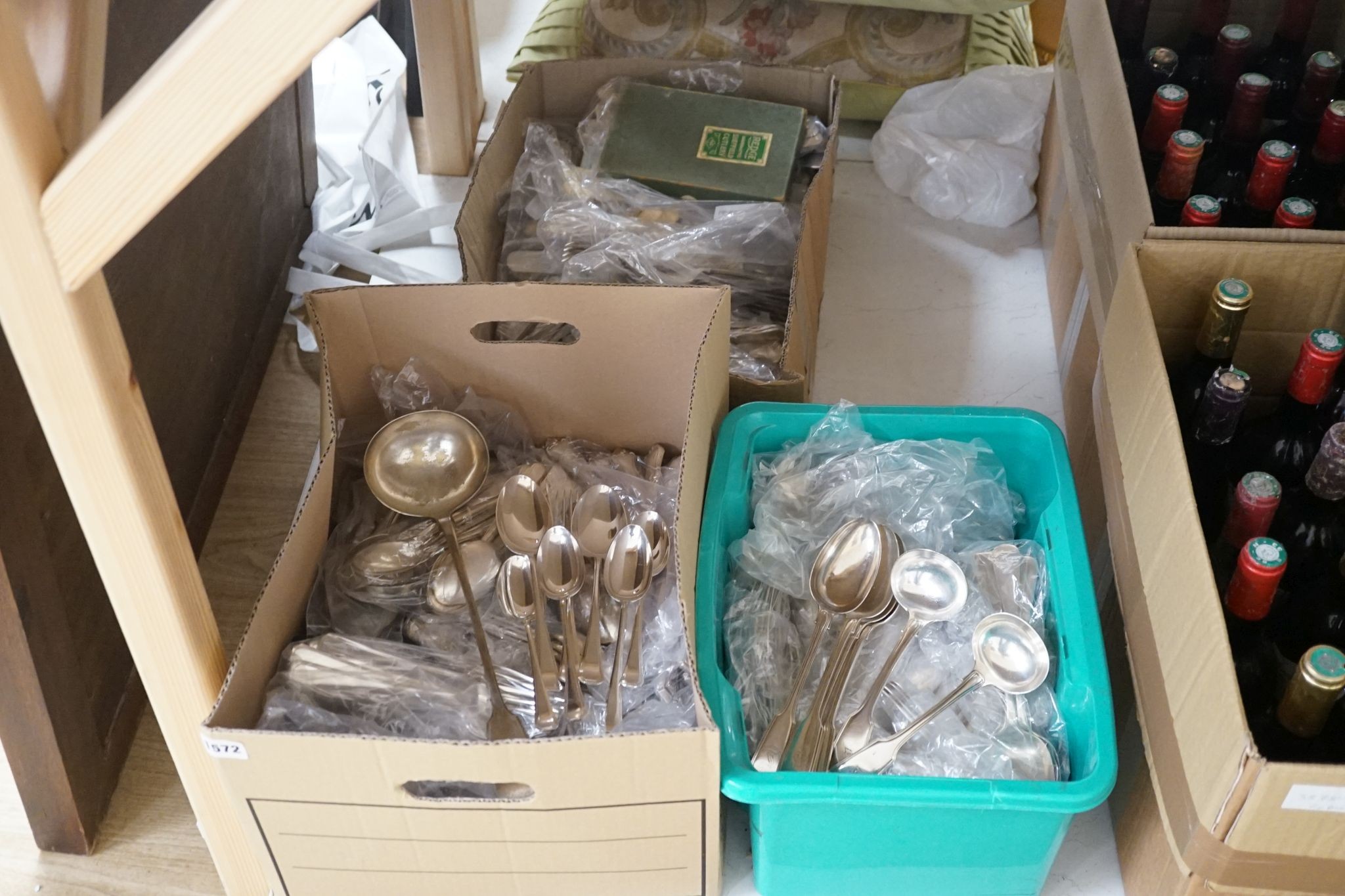 A large quantity of silver plated flatware
